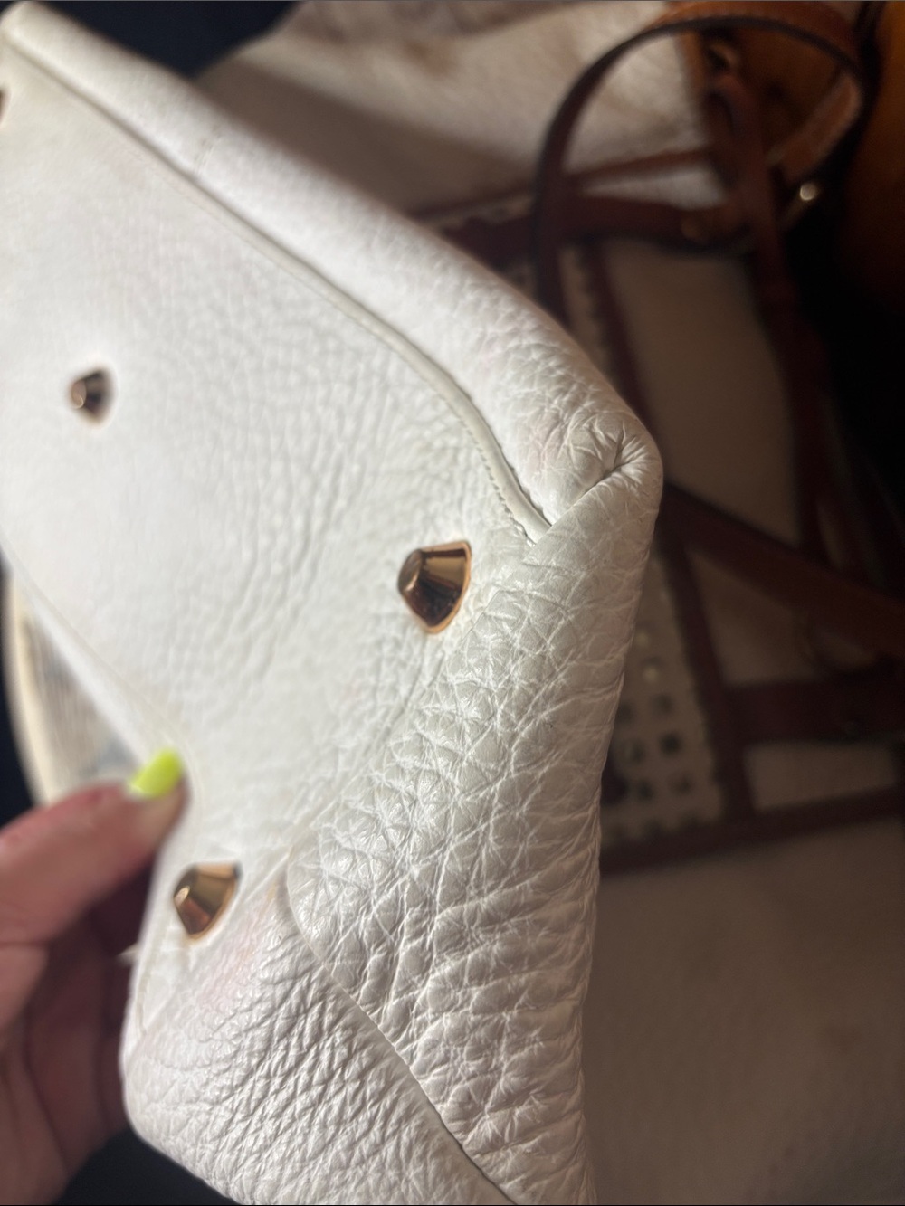 Asia Bellucci white genuine leather satchel - Picture 11 of 16